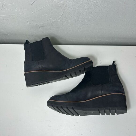 Eileen fisher washed leather wedge Chelsea booties size 8 - Picture 2 of 9